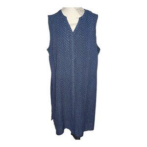 Apt 9 Sleeveless Dress Women 24W Black Blue Geometric V Neck Midi Lined High Low